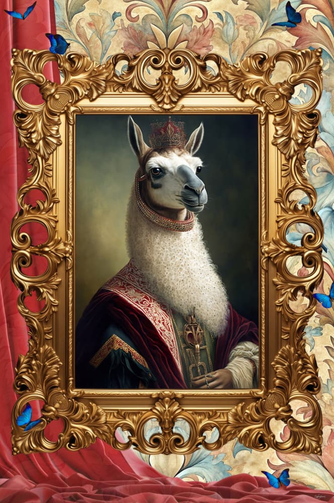Royal Llama Portrait by Sue Skellern — canvas wall art