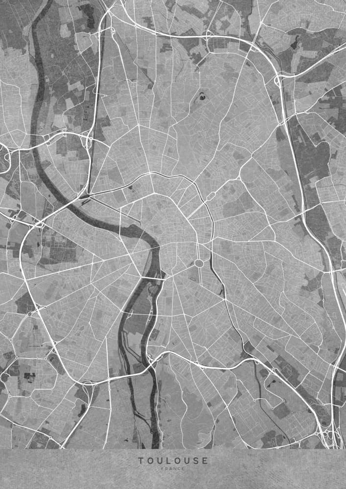 Toulouse City Map by Rosana Laiz Blursbyai — canvas wall art