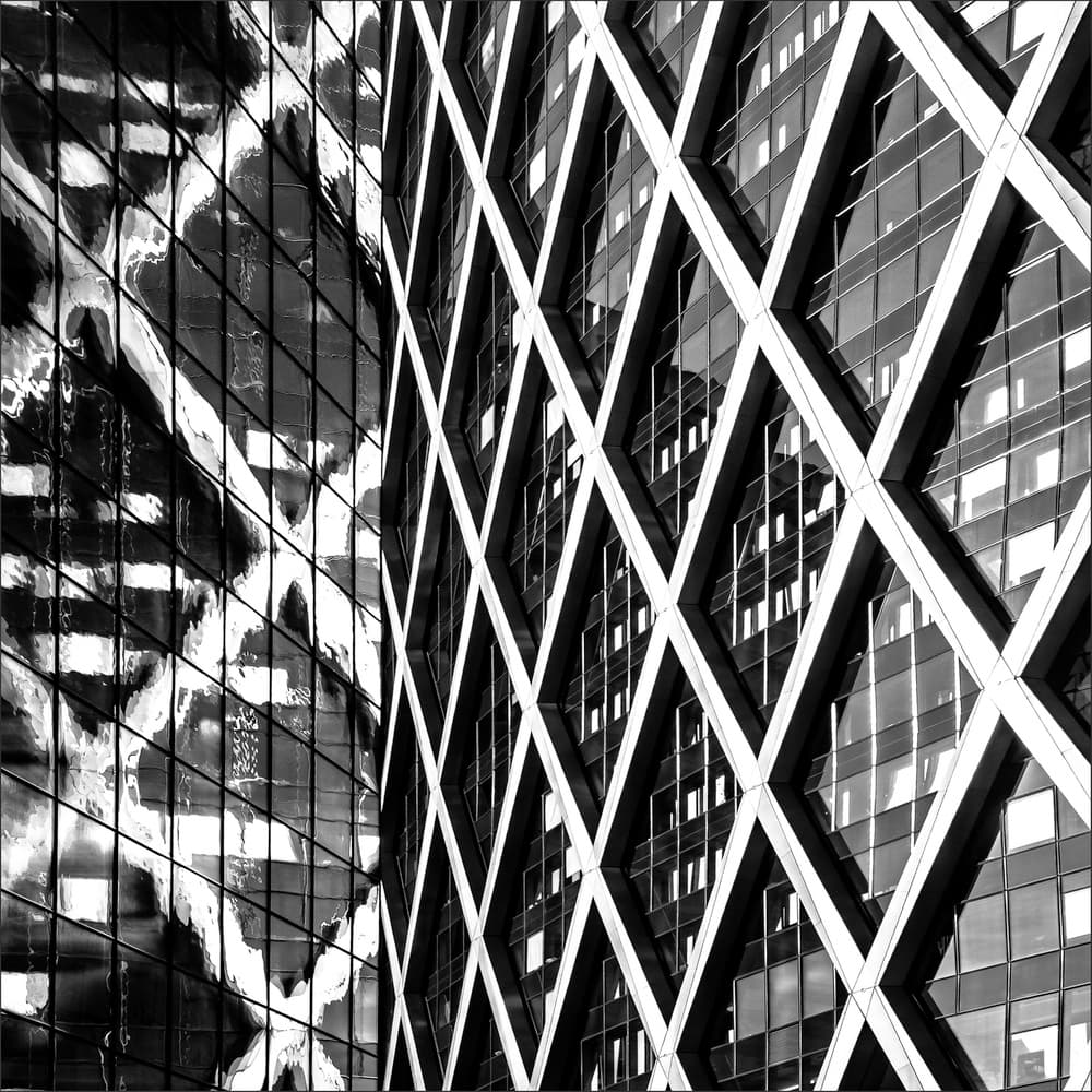 Reflected Urban Geometry by Gilbert Claes — canvas wall art