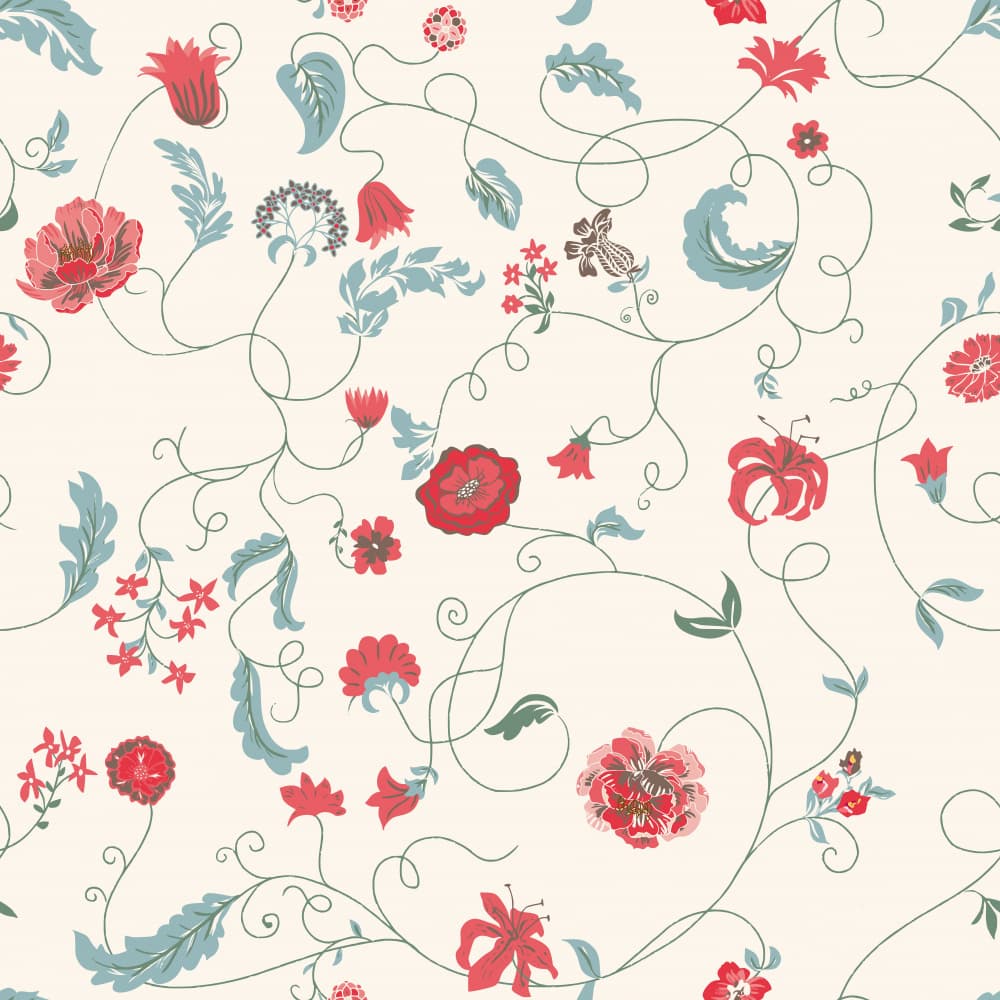 Elegant Red Floral Vines by Annick — canvas wall art