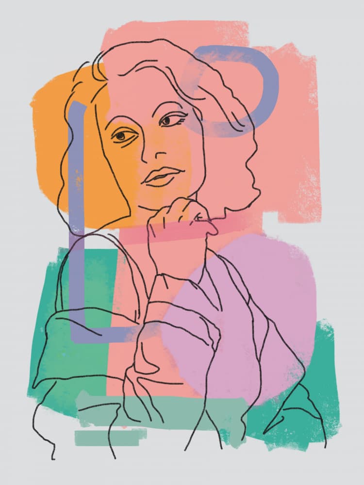 Contemplative Woman Illustration by Little Dean — canvas wall art