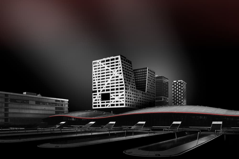 Modern City Red Line by Greetje van Son — canvas wall art