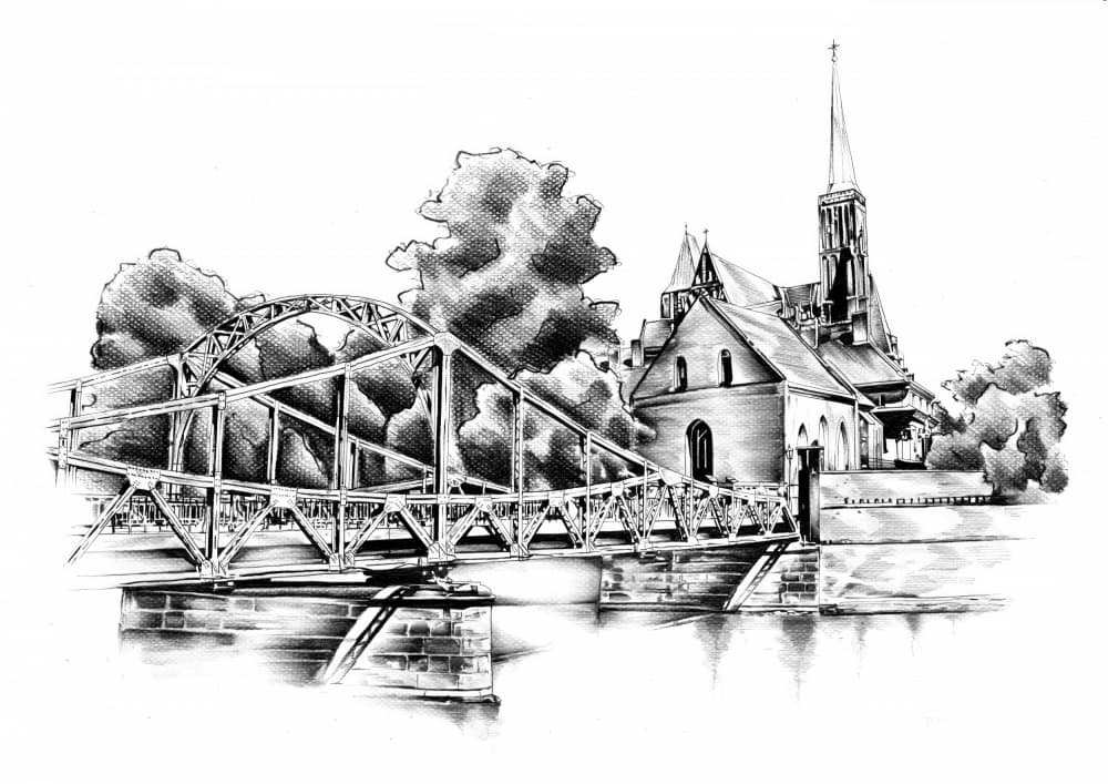 Historic Bridge and Church by Kulik — canvas wall art