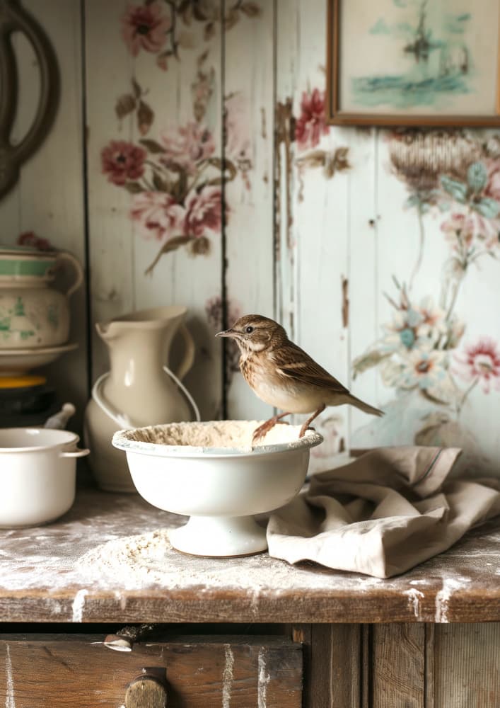 Charming Kitchen Bird by Niky Rahner — canvas wall art