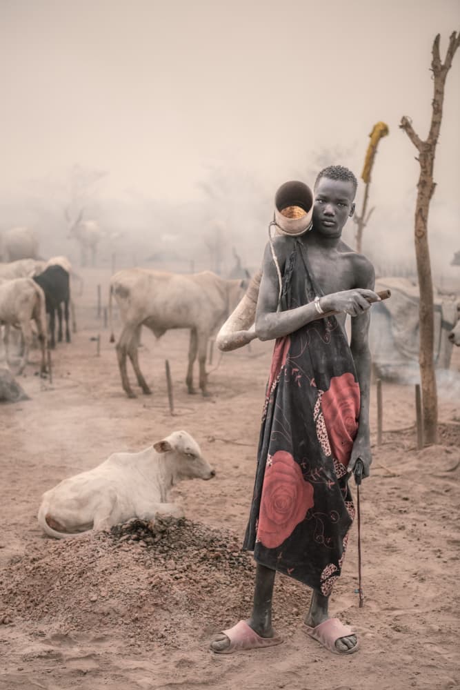 Ash Covered Dinka Herder by Trevor Cole — canvas wall art