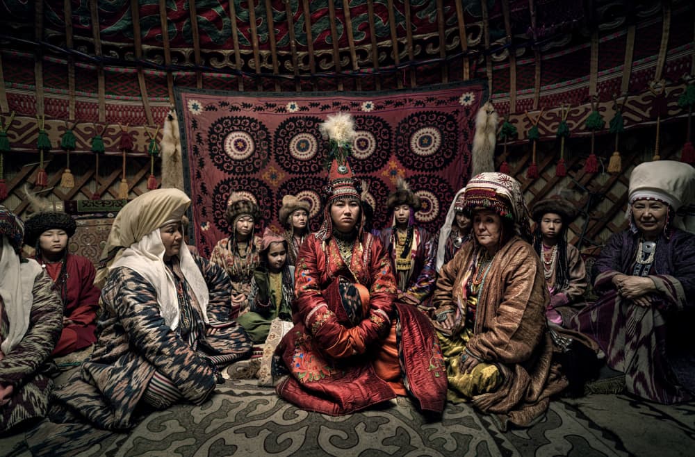 Traditional Women in Yurt by Waldemar Szmidt — canvas wall art