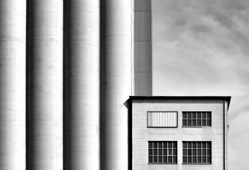 Industrial Geometry Monochrome by Hans-Wolfgang Hawerkamp — canvas wall art