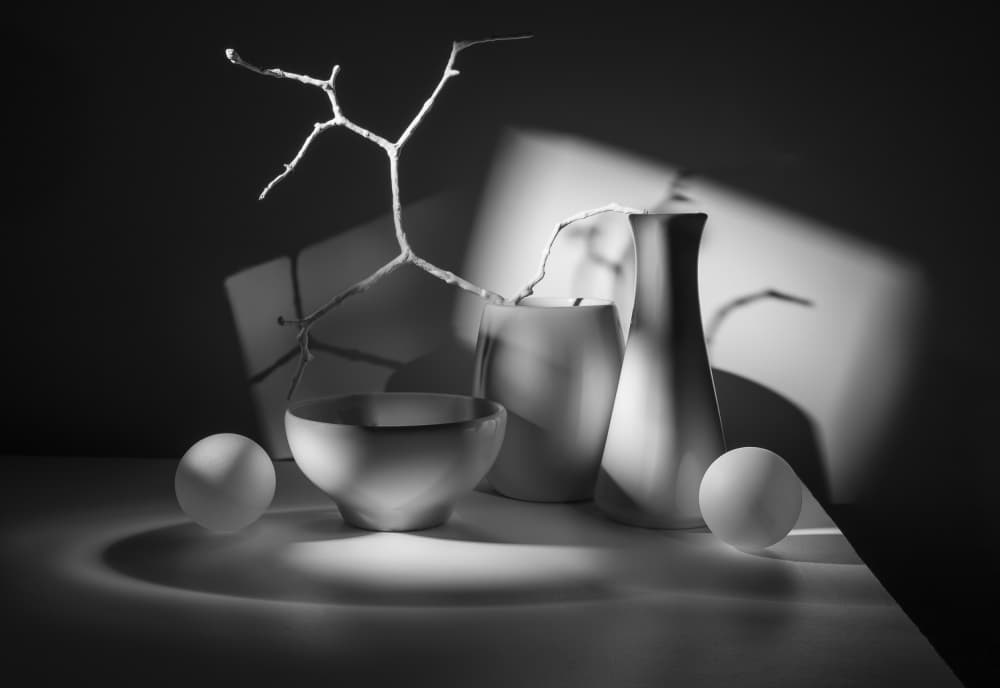 Monochrome Ceramic Still Life by Evgeniy Popov — canvas wall art