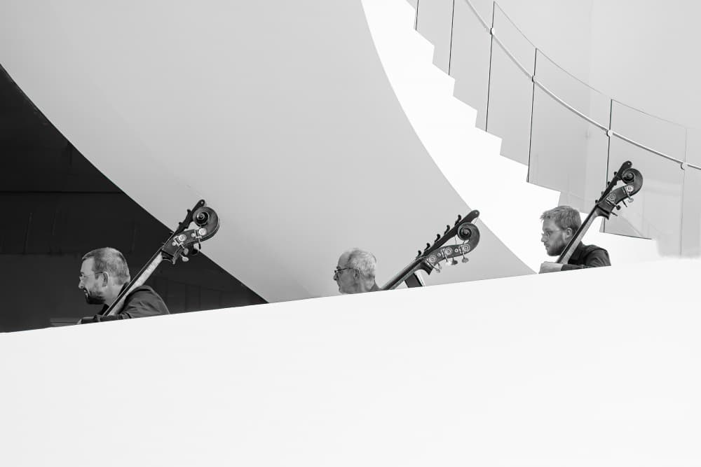 Musicians and Modern Lines by Michel Groleau — canvas wall art