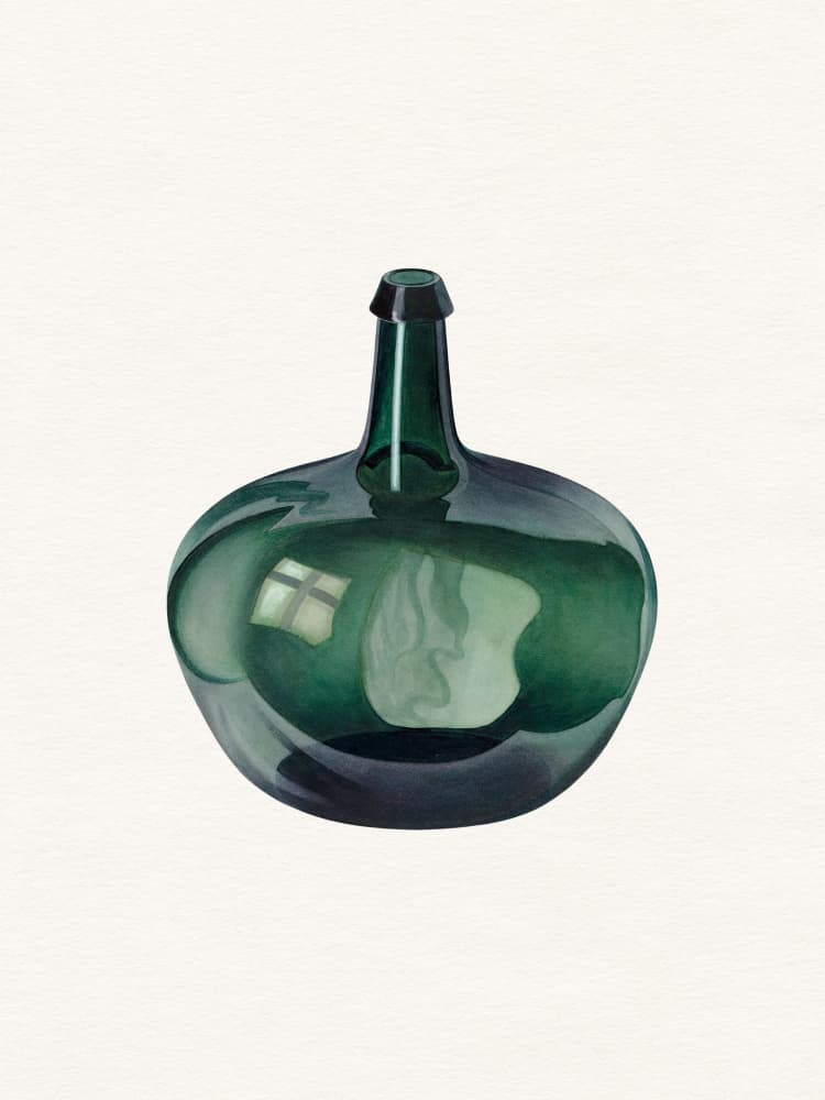 Elegant Green Bottle by Wild Violets — canvas wall art