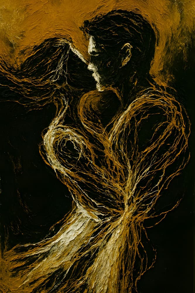 Golden Love Embrace by HUGO — canvas wall art