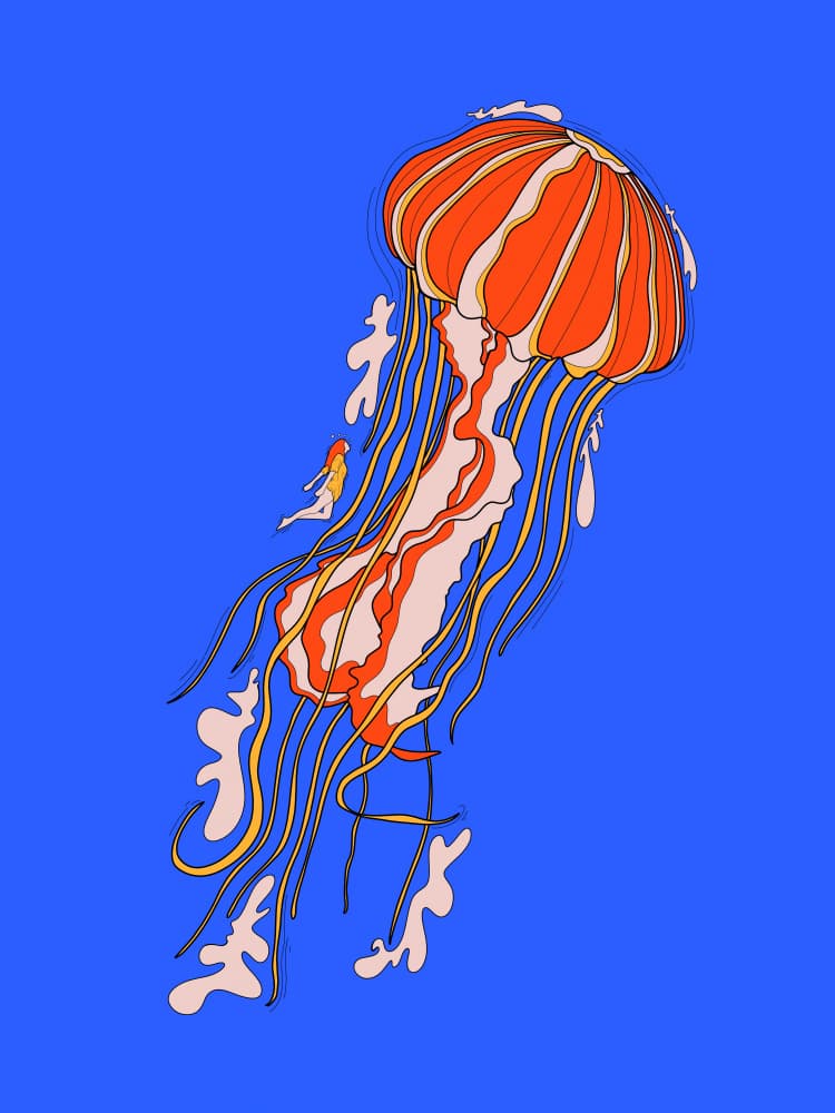 Swimming Jellyfish Dream by Stephen Wade — canvas wall art