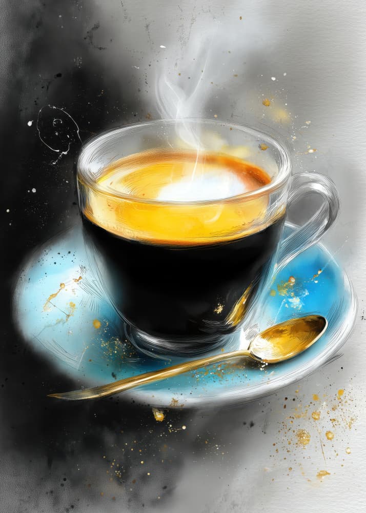 Steaming Espresso Cup by Justyna Jaszke — canvas wall art