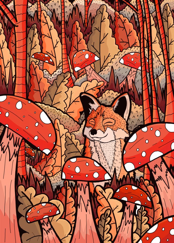 Sleeping Forest Fox by Stephen Wade — canvas wall art