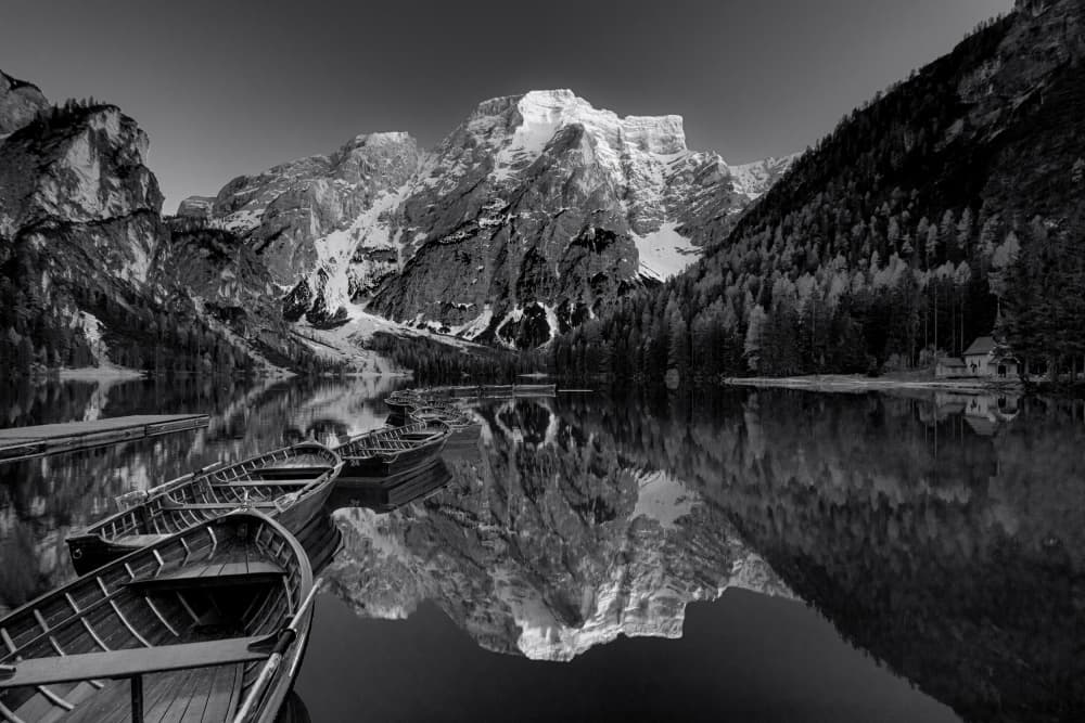 Majestic Mountain Lake Reflection by Marco Tagliarino — canvas wall art