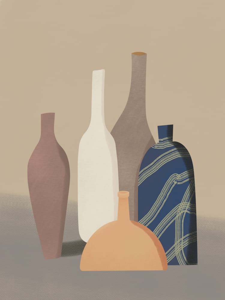 Abstract Bottle Shapes by Little Dean — canvas wall art