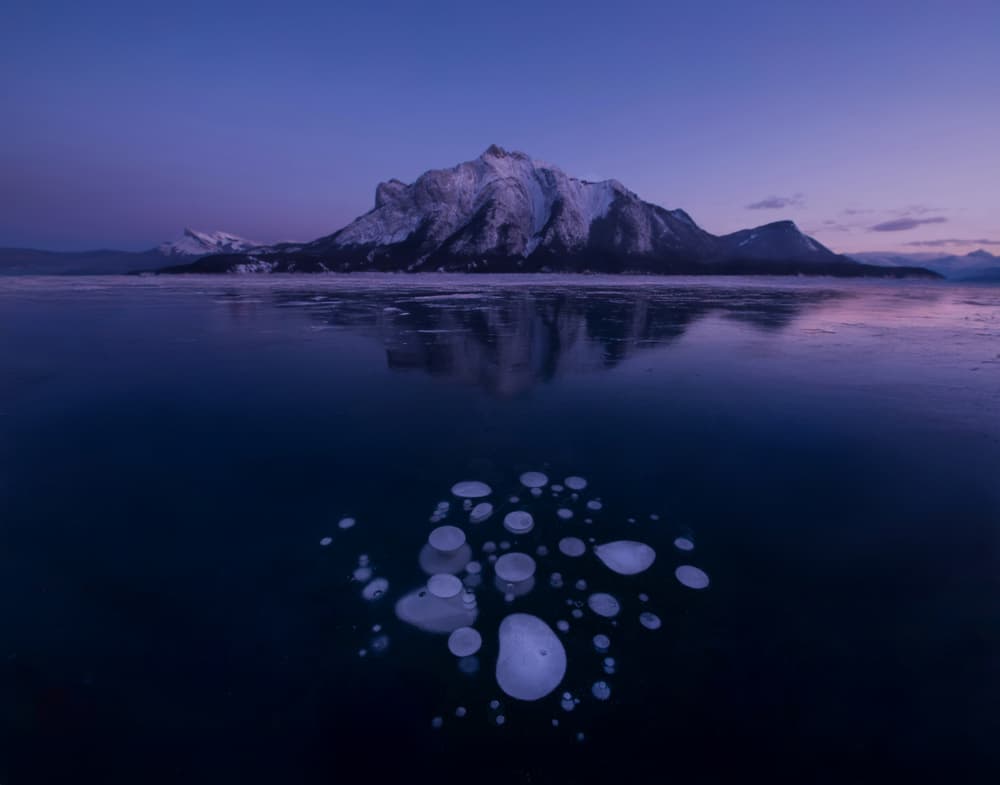 Purple Mountain Ice Bubbles by NanZ — canvas wall art