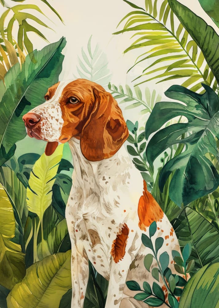 Spotted Dog Jungle Watercolor by Justyna Jaszke — canvas wall art