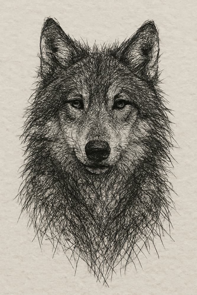 Detailed Wolf Drawing by Natalie Bruns — canvas wall art