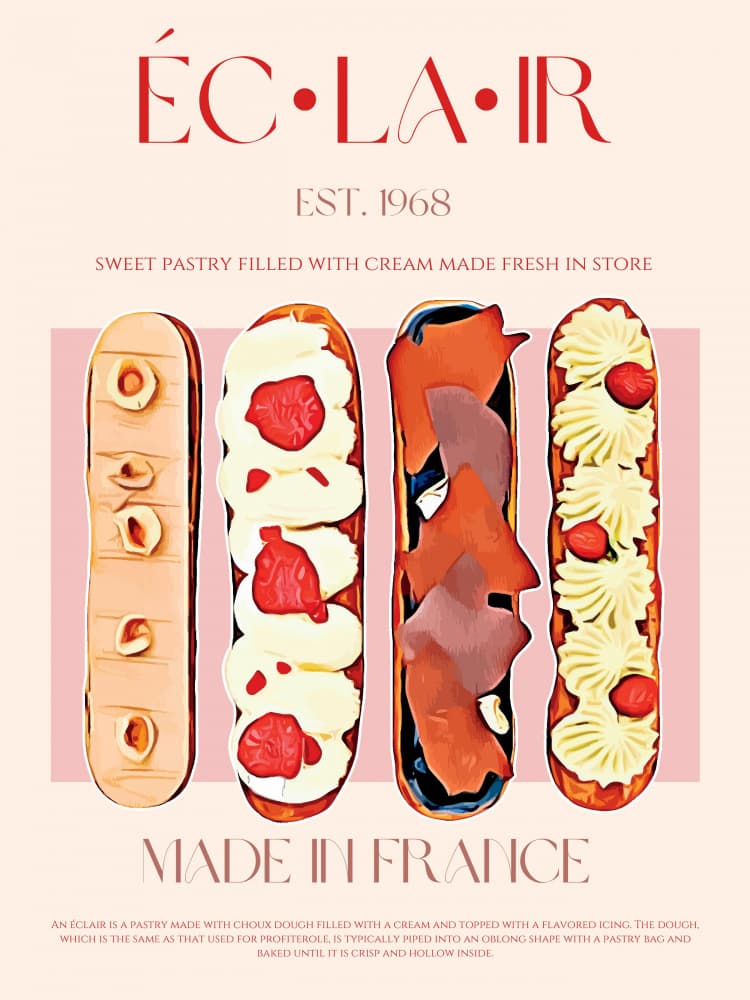 Sweet French Éclairs by Nazma Khokhar — canvas wall art