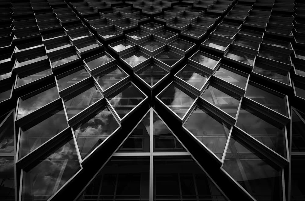 Geometric Glass Facade by Jeroen van de Wiel — canvas wall art