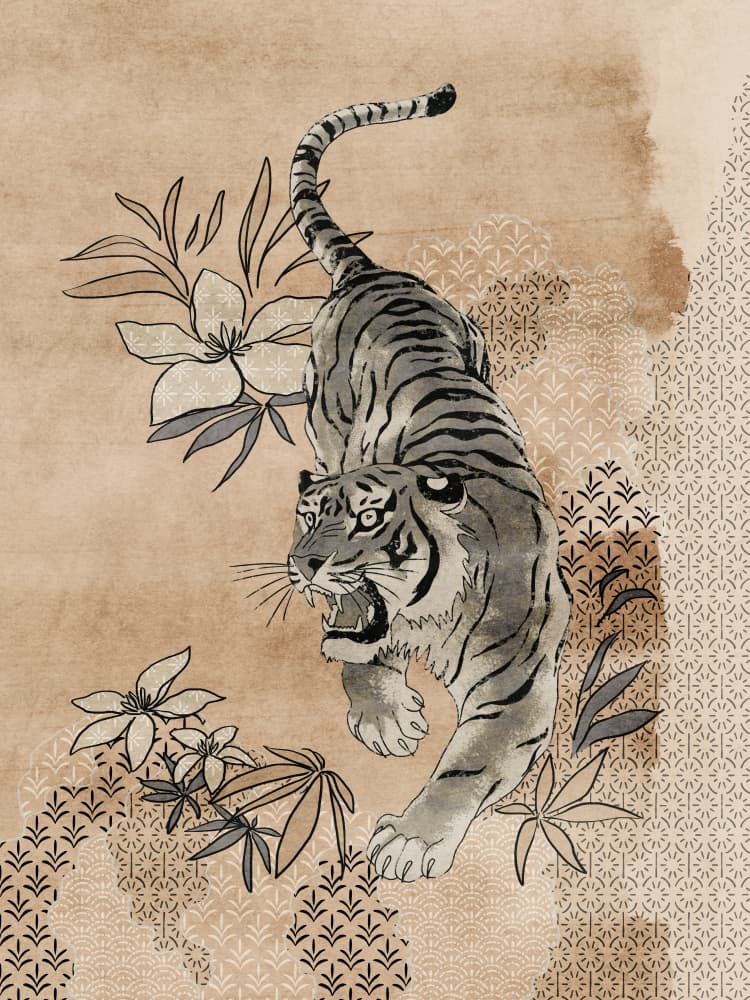 Fierce Sumi Tiger by Dana Ďuričeková — canvas wall art