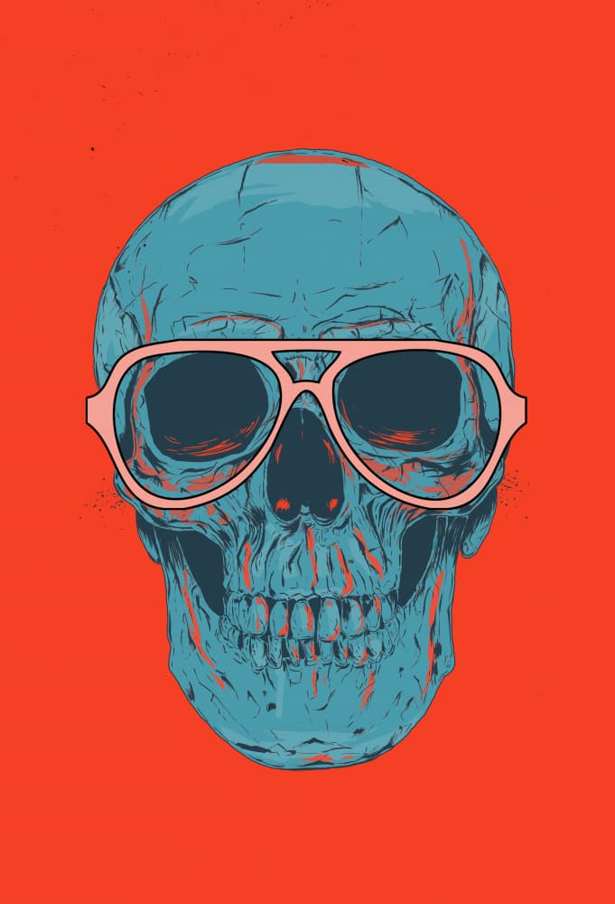 Cool Skull Glasses by Balazs Solti — canvas wall art