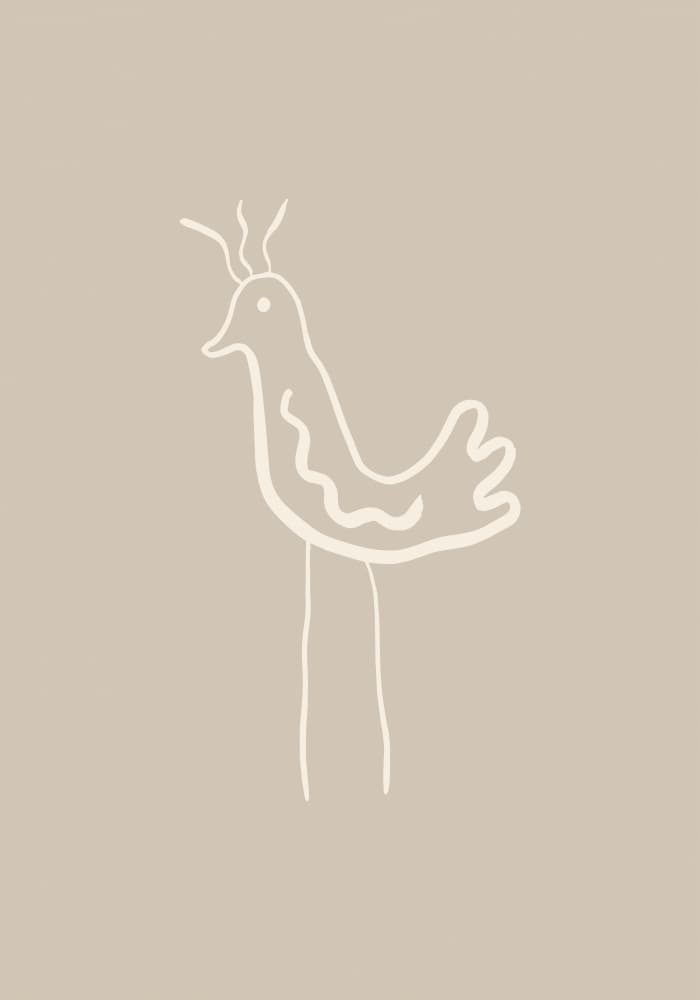 Whimsical Neutral Bird by Studio JKN — canvas wall art