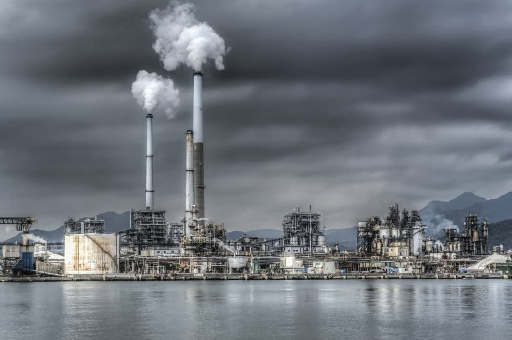 Grey Industrial Waterfront by Tomoshi Hara — canvas wall art