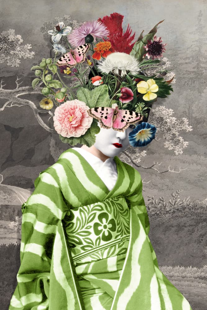 Geisha Butterfly Blooms by Marja van den Hurk — canvas wall art