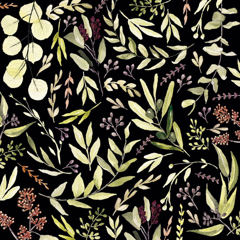 Eucalyptus Leaves Pattern Dark Yellow by Anis Illustration — canvas wall art