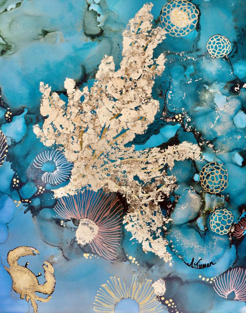 Golden Ocean Depths by Amy Tieman — canvas wall art