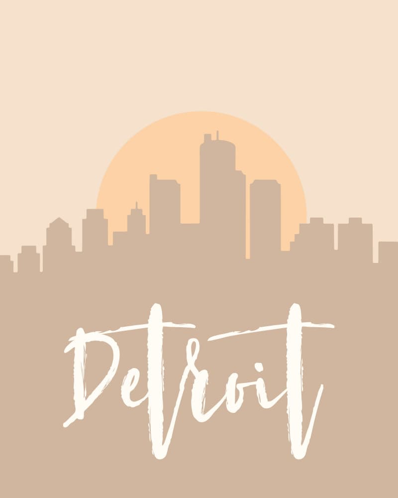 Detroit Skyline Sunset by Emiliano Deificus — canvas wall art