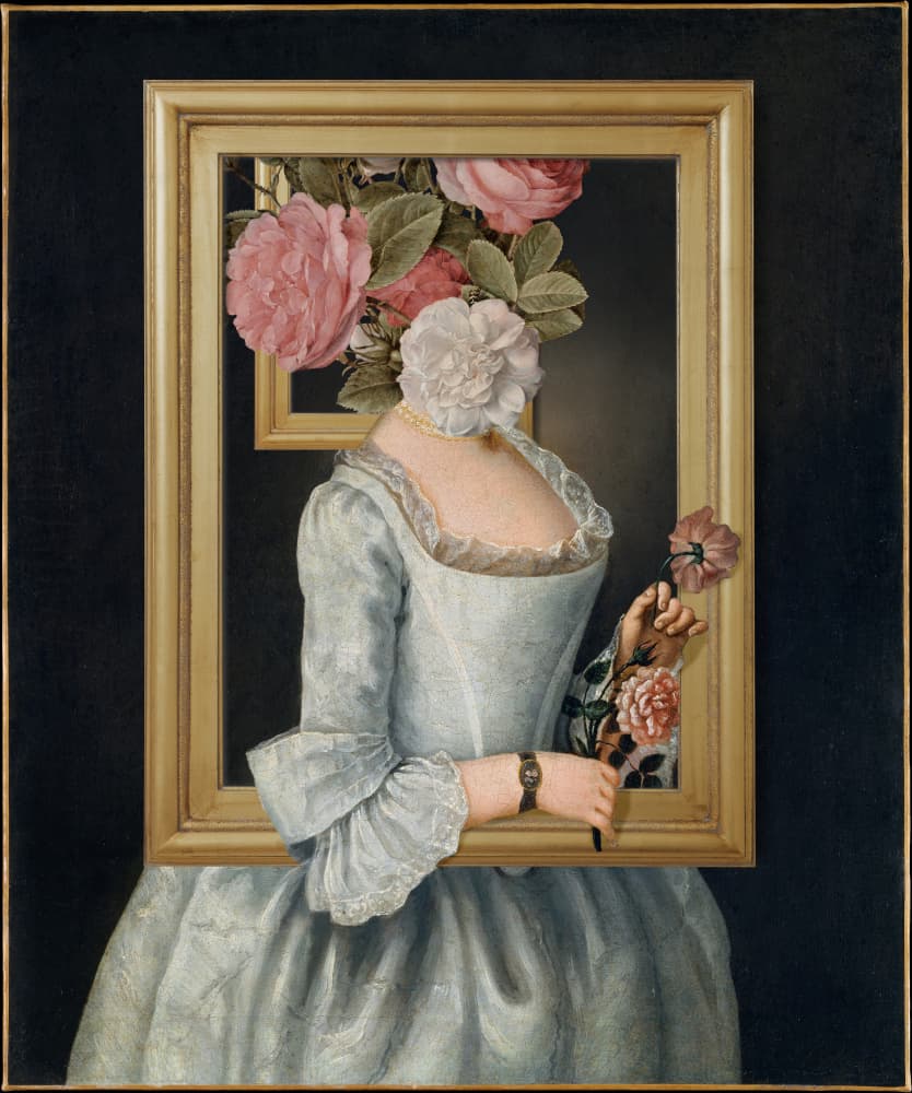 Surreal Framed Floral Lady by Marja van den Hurk — canvas wall art