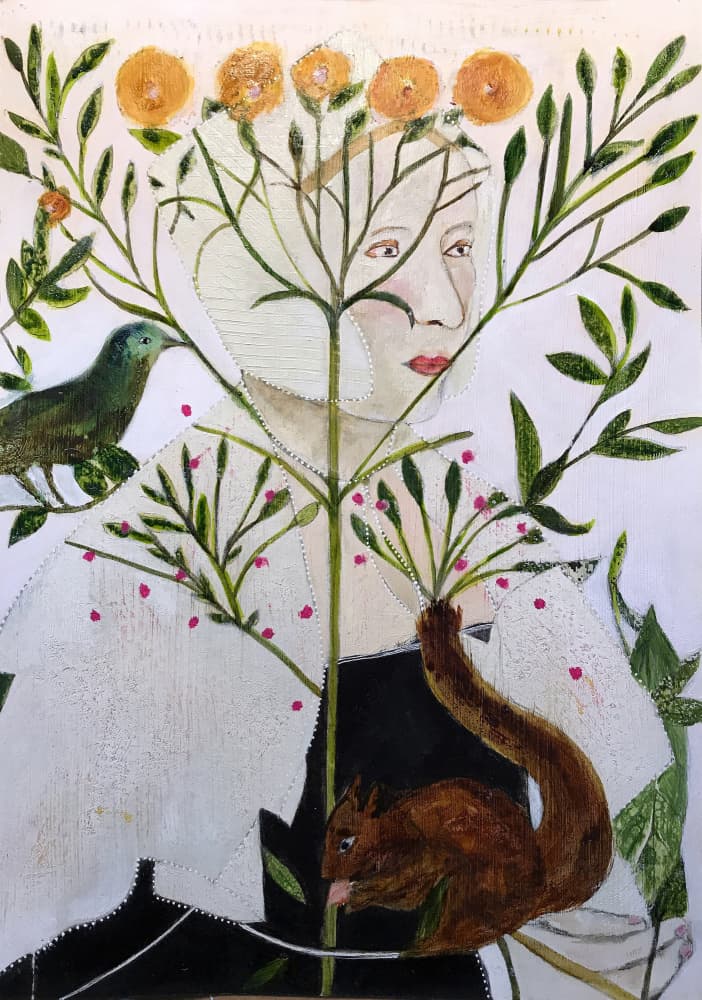 Woman And Woodland Creatures by Karenina Fabrizzi — canvas wall art