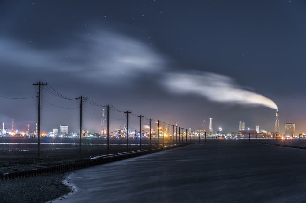 Industrial Night Plume by Tomoshi Hara — canvas wall art