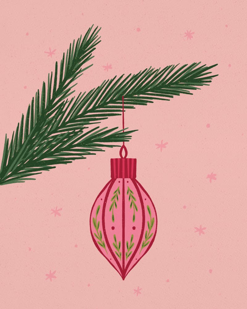 Festive Pink Ornament by Angela Minca — canvas wall art