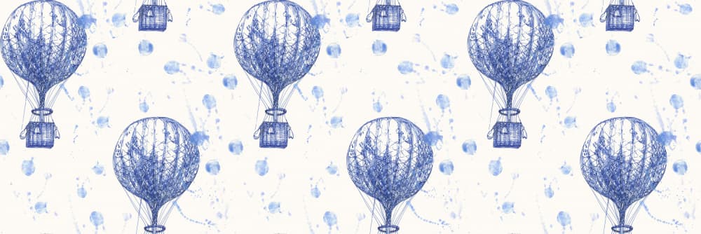 Dreamy Blue Hot Air Balloons by Hendon Lane — canvas wall art