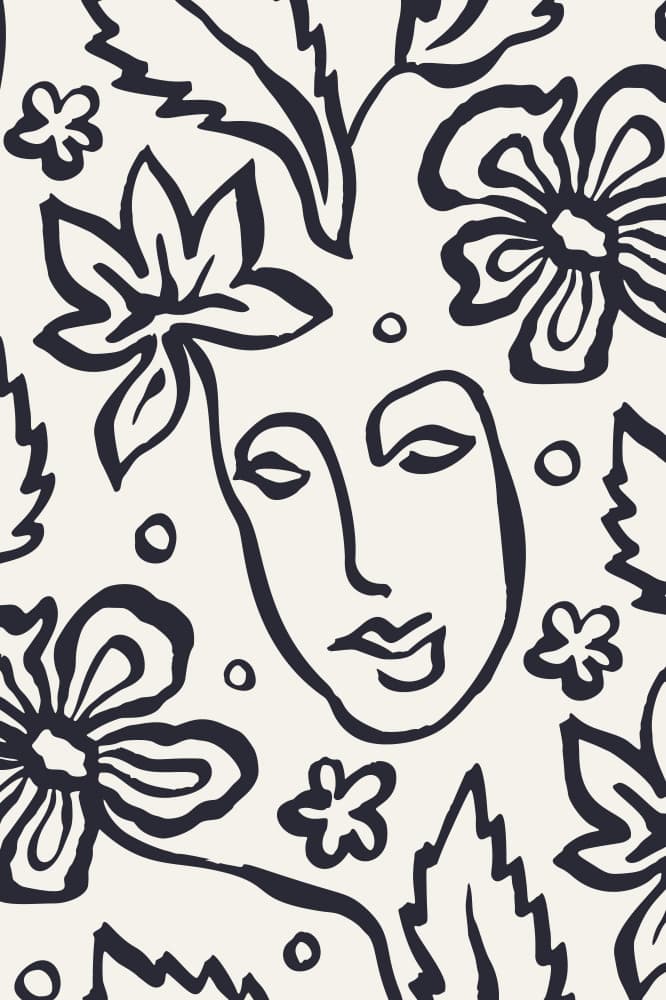Floral Face Lines by Anna Rose — canvas wall art