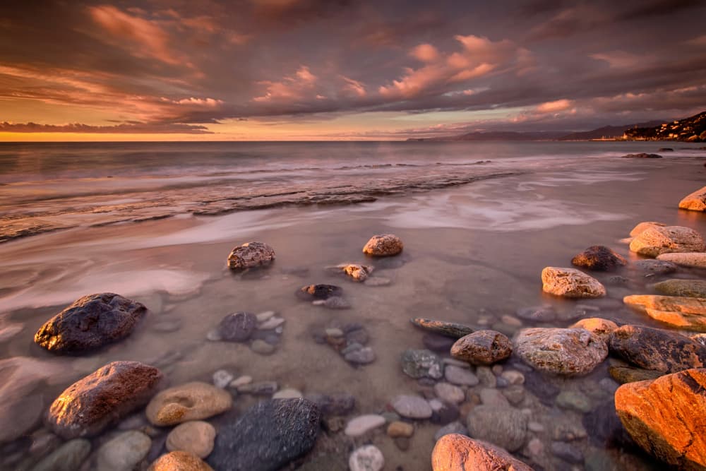Rocky Beach Sunset by Paolo Bolla — canvas wall art