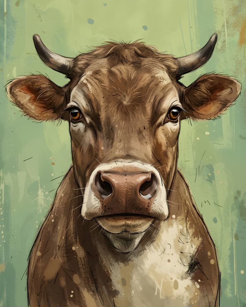 Soulful Brown Cow by HUGO — canvas wall art