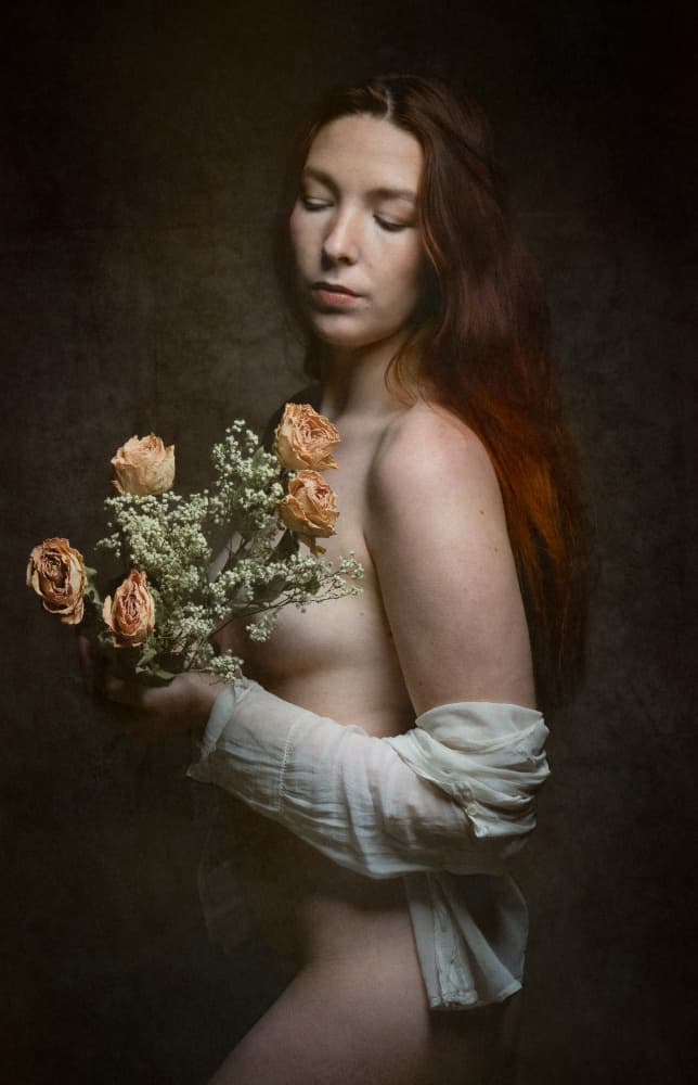 Ethereal Woman and Flowers by Christian Kurz — canvas wall art