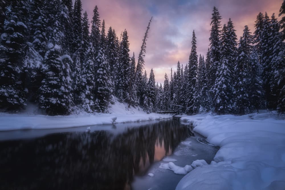 Winter River Sunset by Yongnan Li (李永男) — canvas wall art