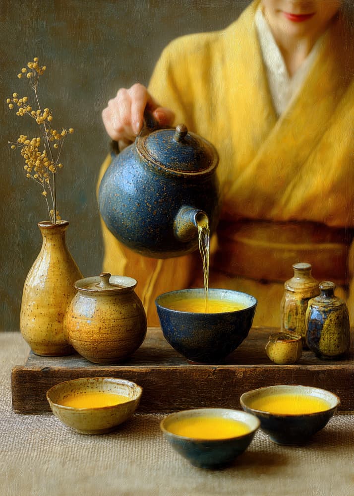 Tranquil Tea Ceremony by Justyna Jaszke — canvas wall art
