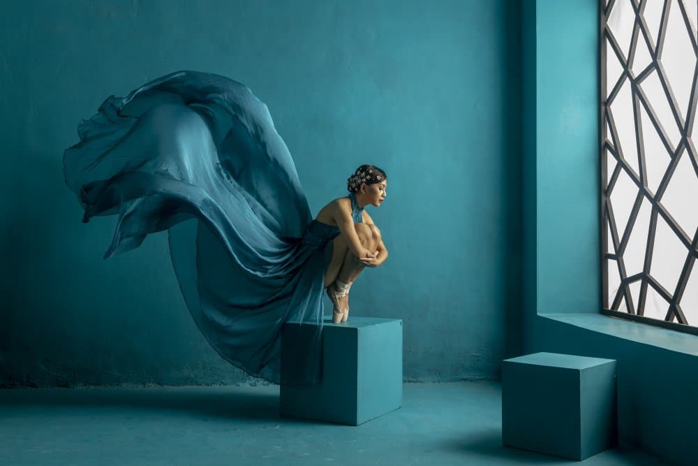 Teal Ballerina Flow by Sally Widjaja — canvas wall art
