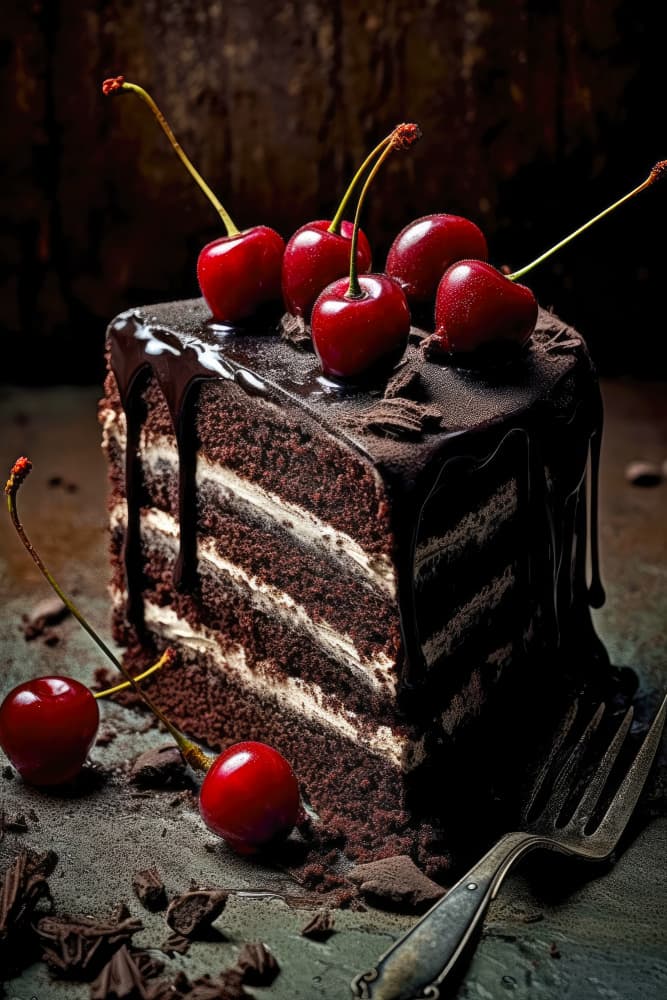 Decadent Chocolate Cherry Cake by Justyna Jaszke — canvas wall art