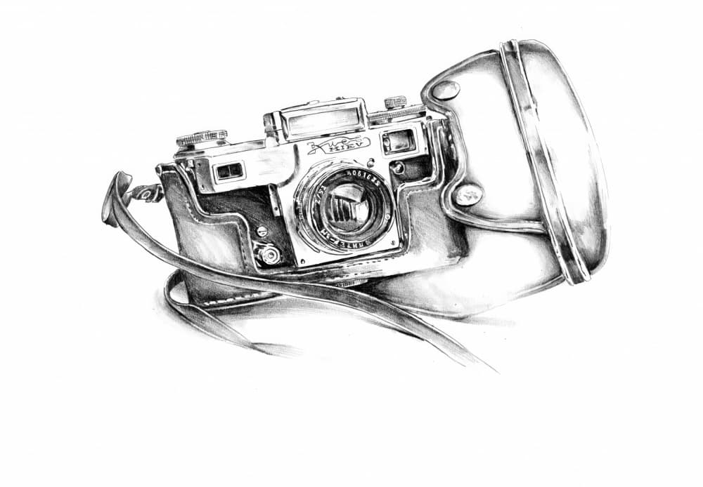 Vintage Camera Sketch by Kulik — canvas wall art