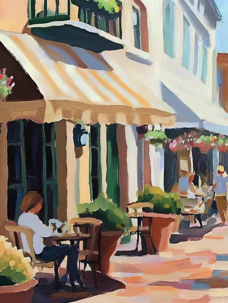 Charming Street Cafe by Avanesova Elena — canvas wall art
