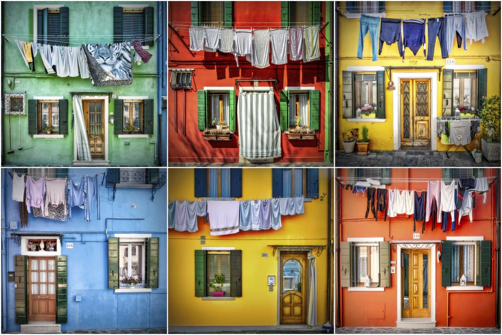 Vibrant Burano Houses by Michael Eßig — canvas wall art