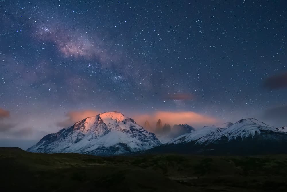 Glowing Mountain Night Sky by Ruiqing P. — canvas wall art
